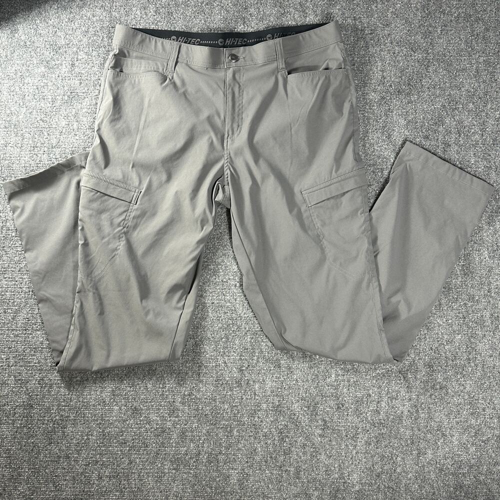 Hi-Tec Mens 36x34 Gray Stretch Hiking Pants Outdoor Utility Nylon Spandex